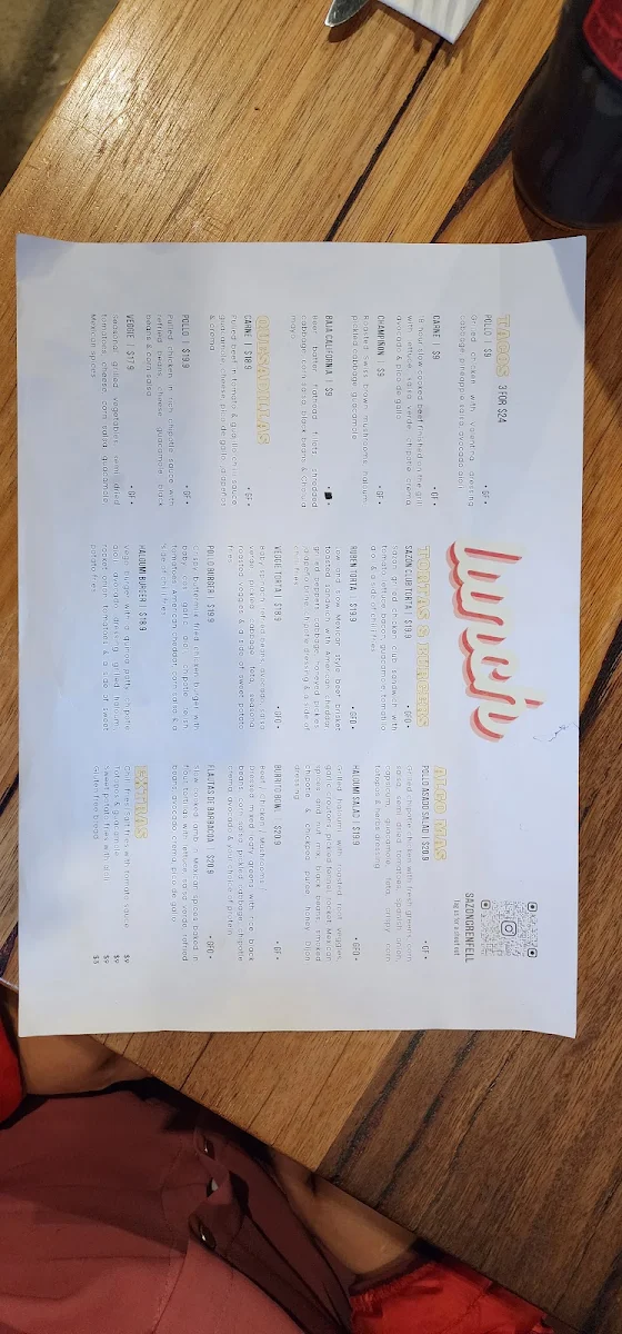 Menu, Sazón