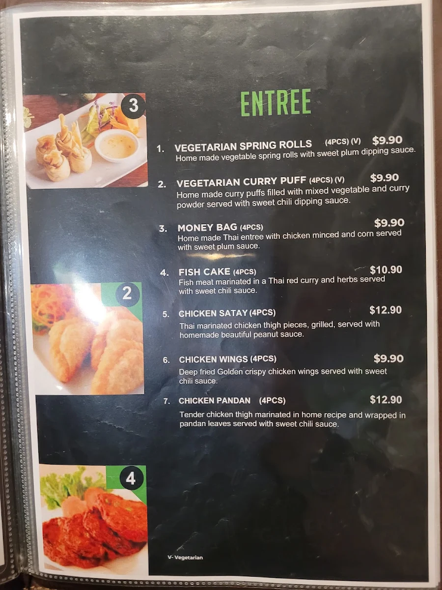 Menu, Green Papaya Thai Restaurant