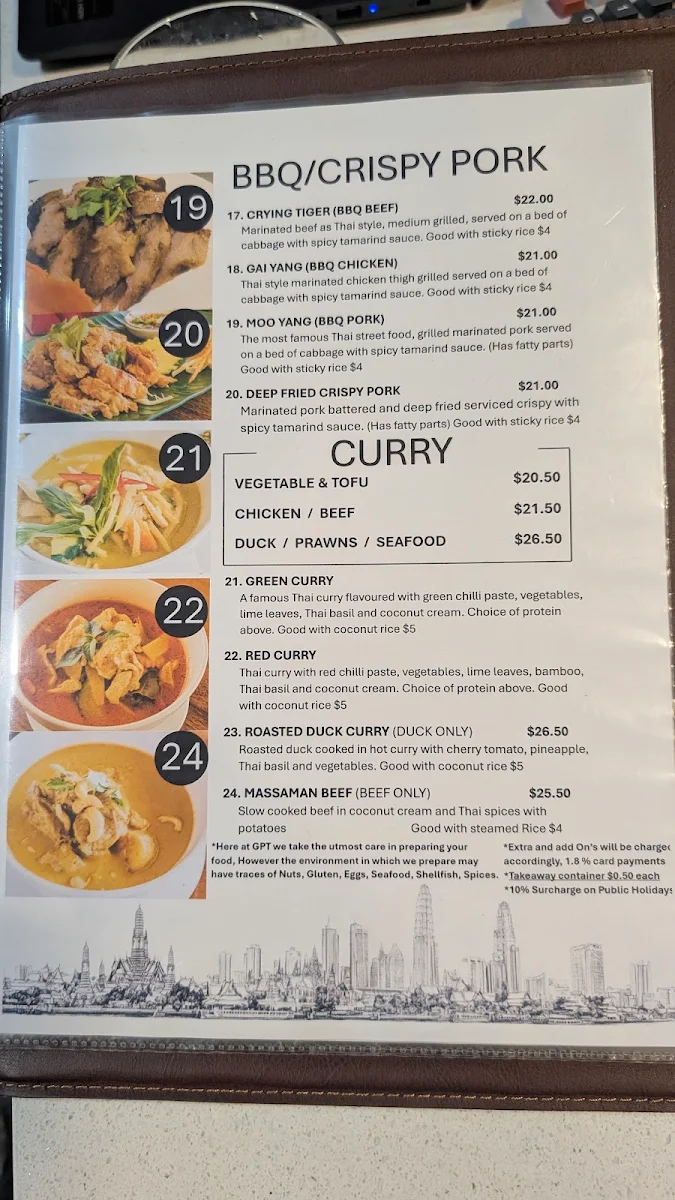 Menu, Green Papaya Thai Restaurant