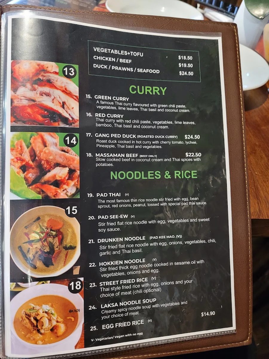 Menu, Green Papaya Thai Restaurant