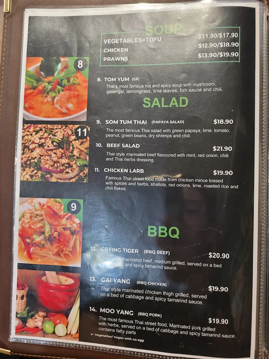 Menu, Green Papaya Thai Restaurant