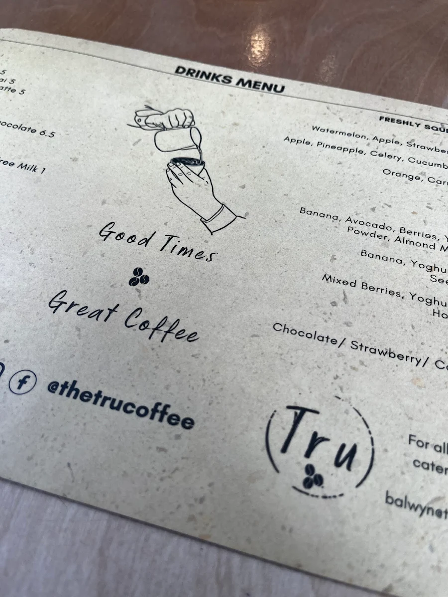 Menu, Tru Coffee Balwyn