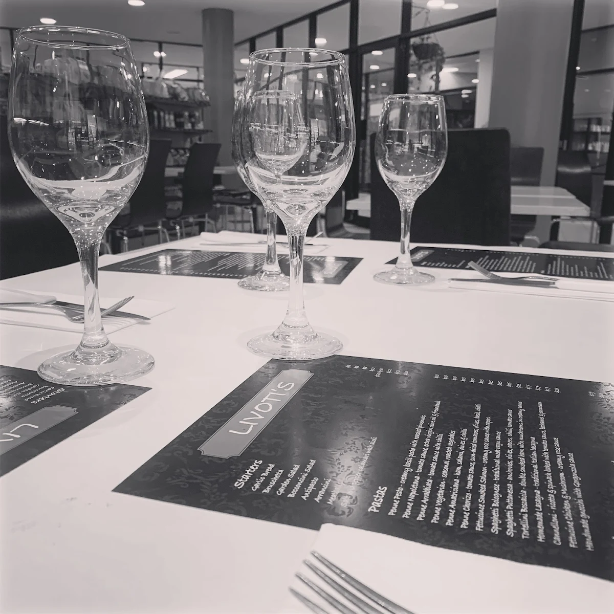 Menu, Livoti's Italian restaurant