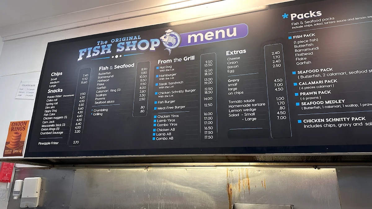 Menu, The Original Fish Shop