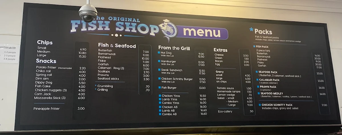 Menu, The Original Fish Shop