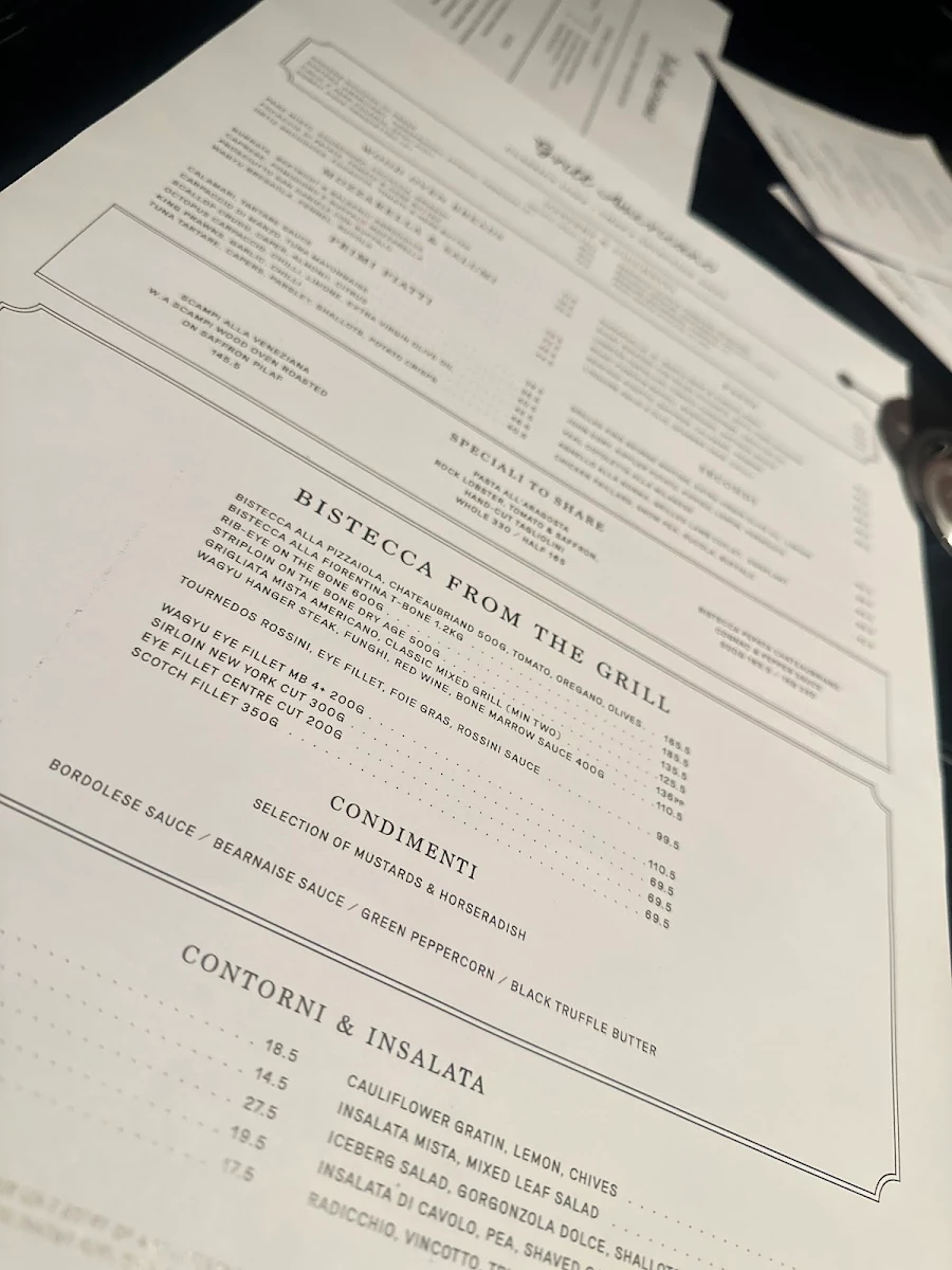 Menu, Grill Americano