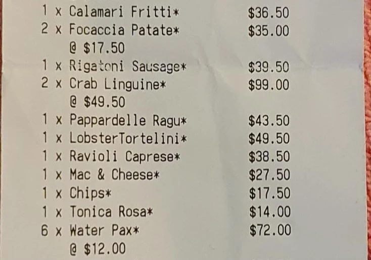Menu, Grill Americano