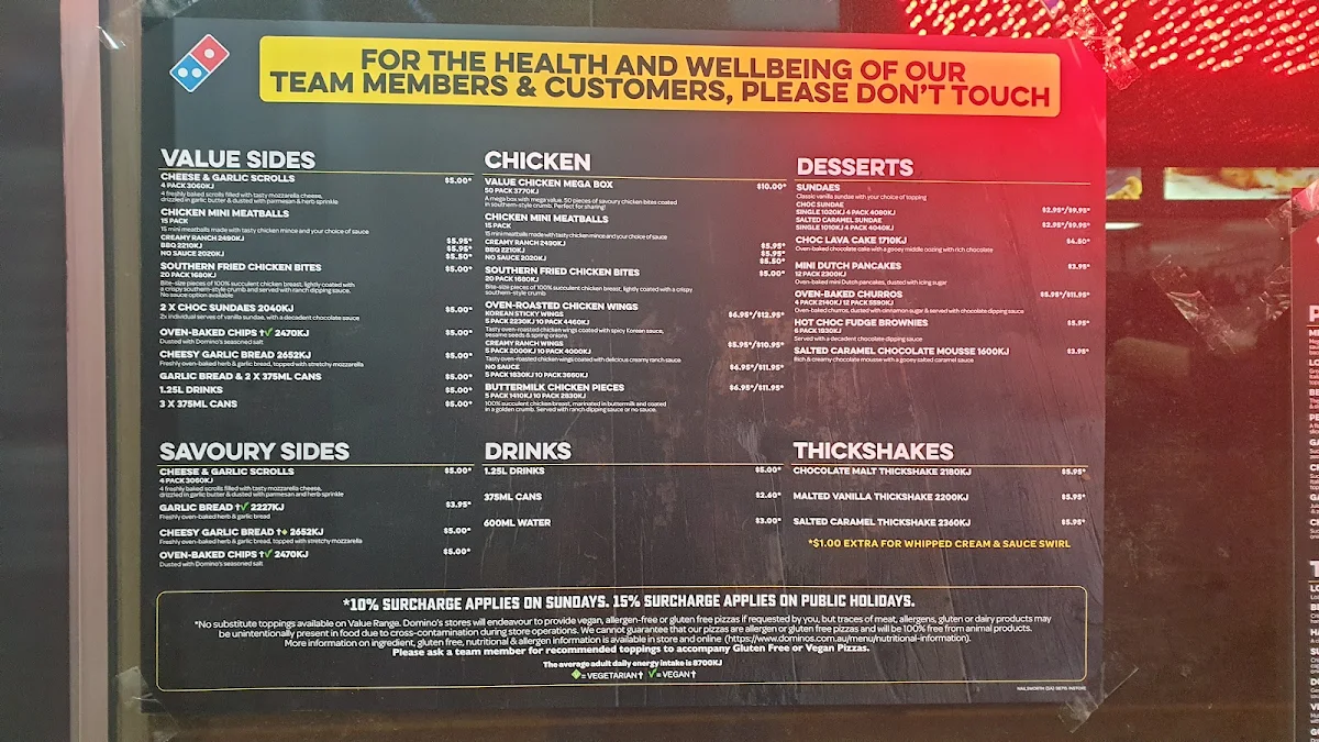 Menu, Domino's Pizza Nailsworth
