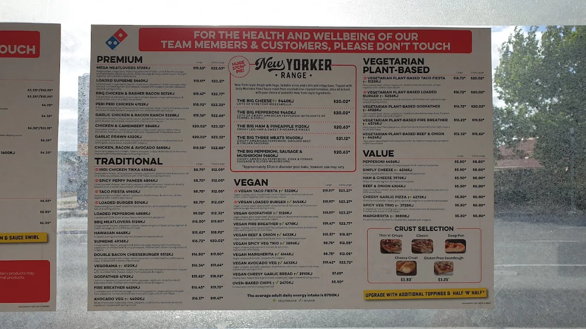 Menu, Domino's Pizza Nailsworth