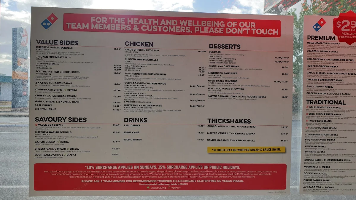 Menu, Domino's Pizza Nailsworth