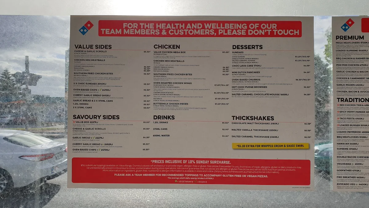 Menu, Domino's Pizza Nailsworth
