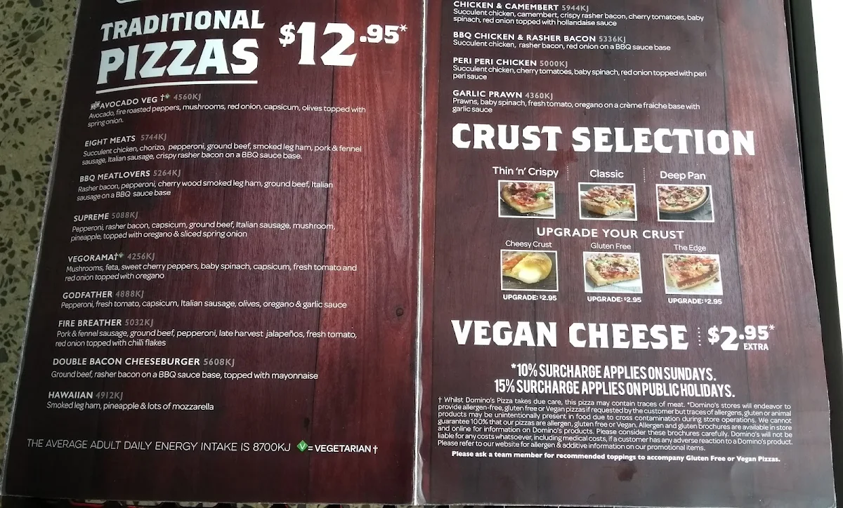 Menu, Domino's Pizza Nailsworth