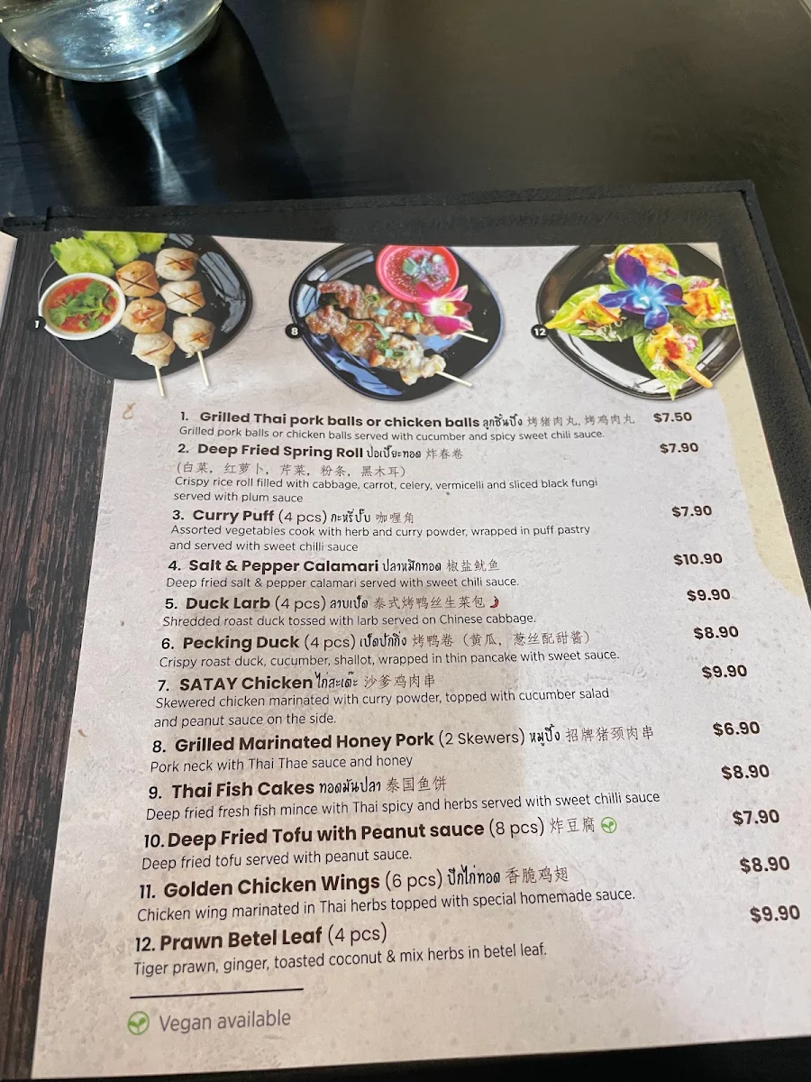 Menu, Thai Thae Mascot