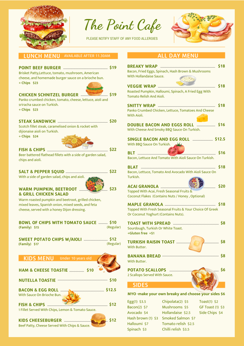 Menu, Deja Brew Coffee UOW