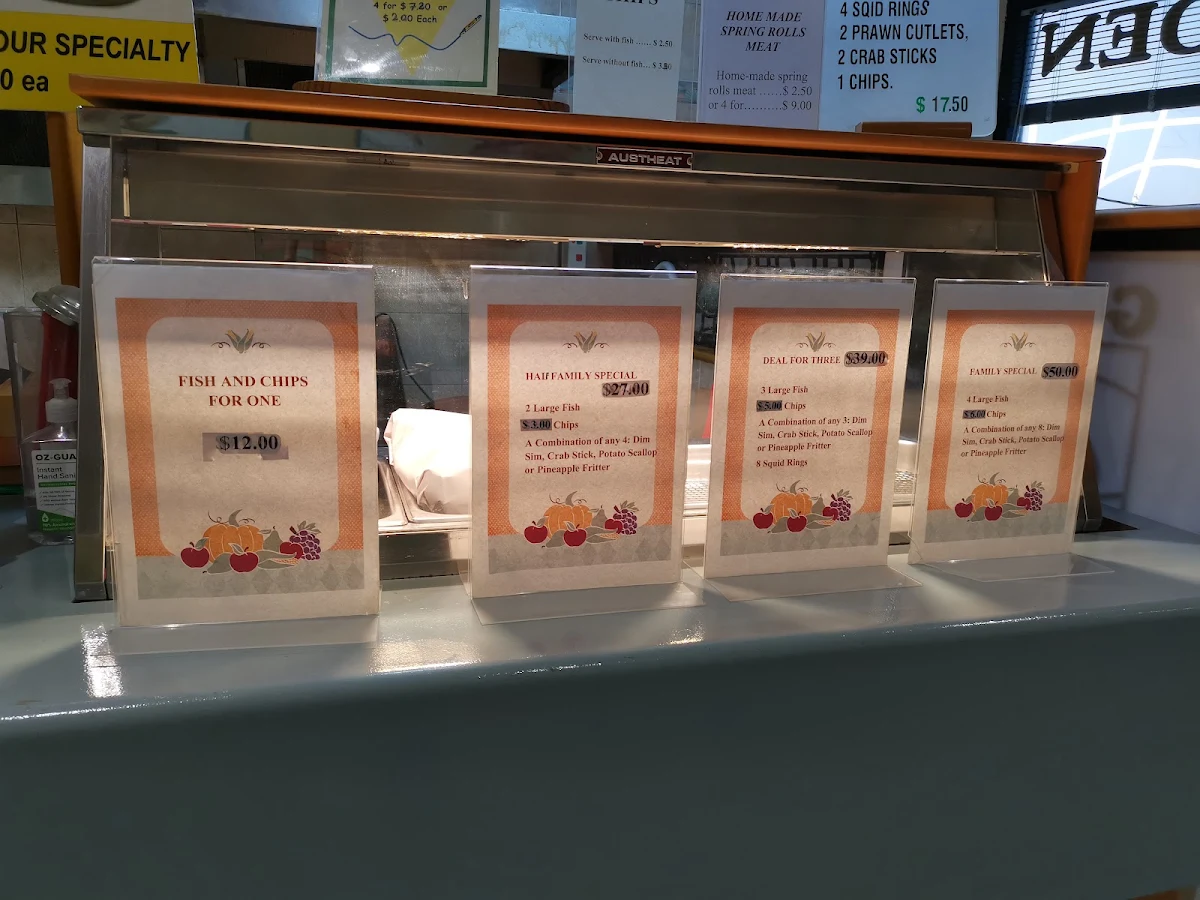 Menu, Golden Snapper Fish & Chip Shop