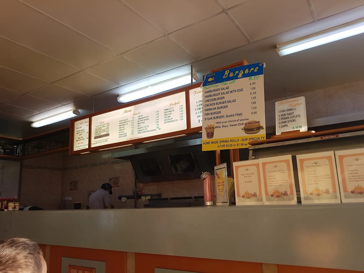 Menu, Golden Snapper Fish & Chip Shop