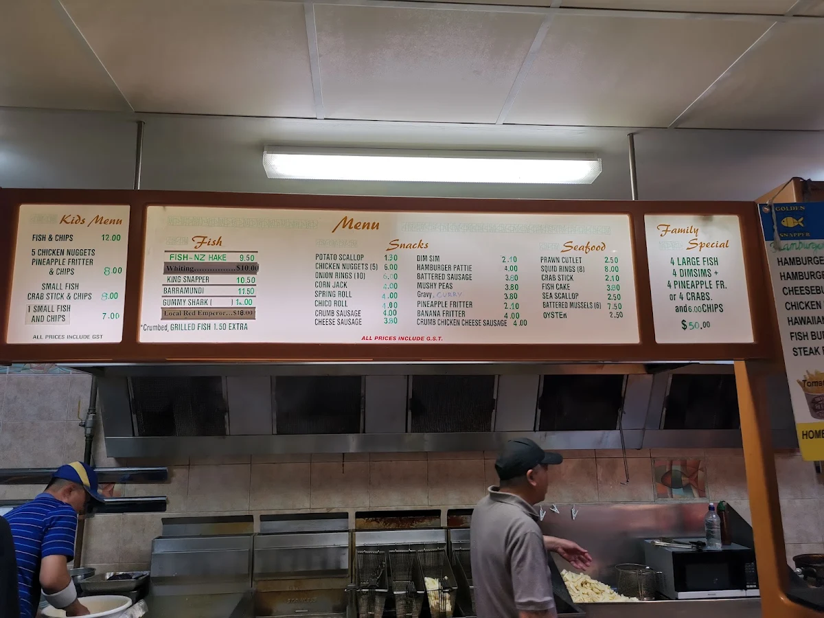 Menu, Golden Snapper Fish & Chip Shop