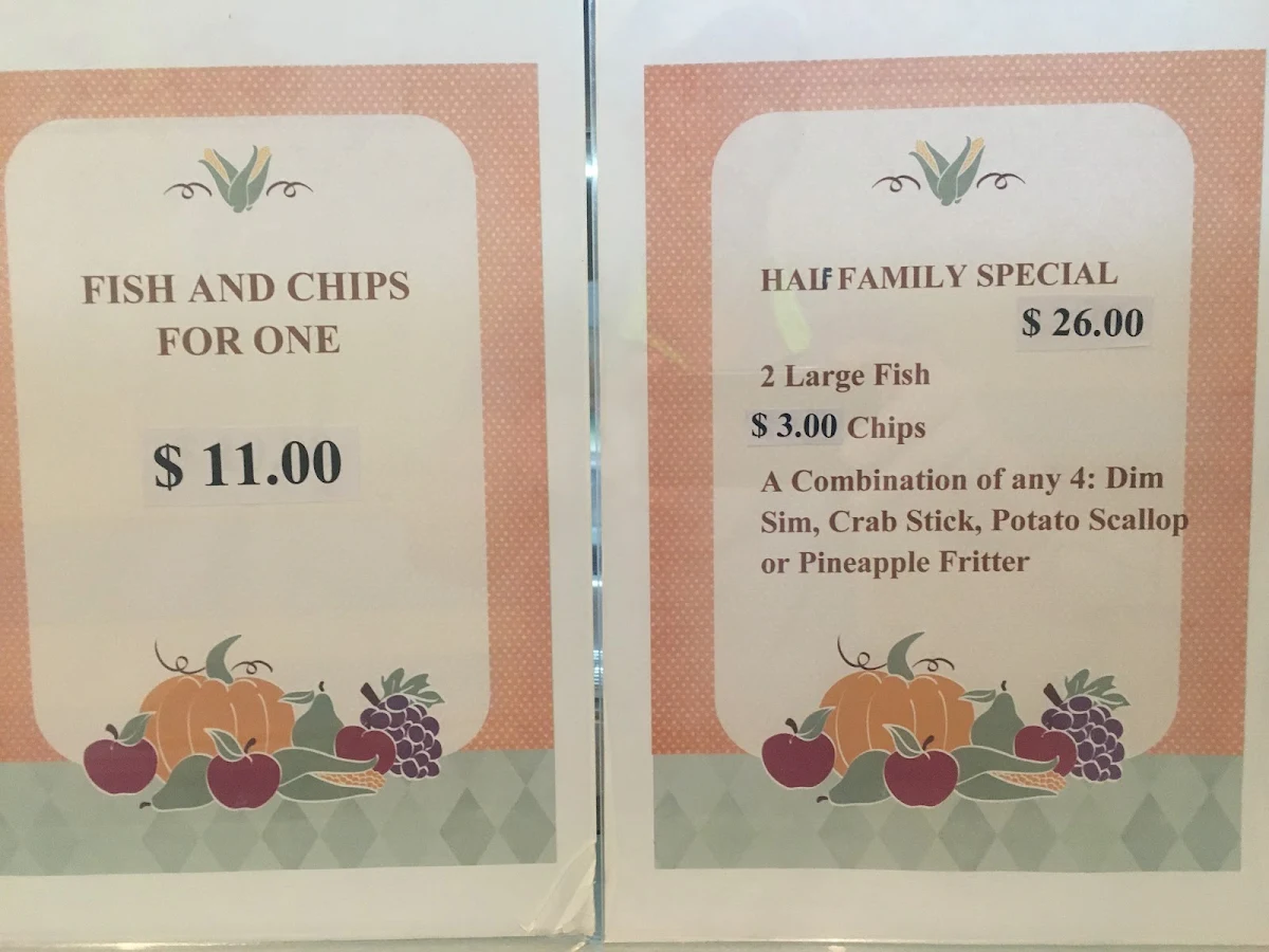 Menu, Golden Snapper Fish & Chip Shop