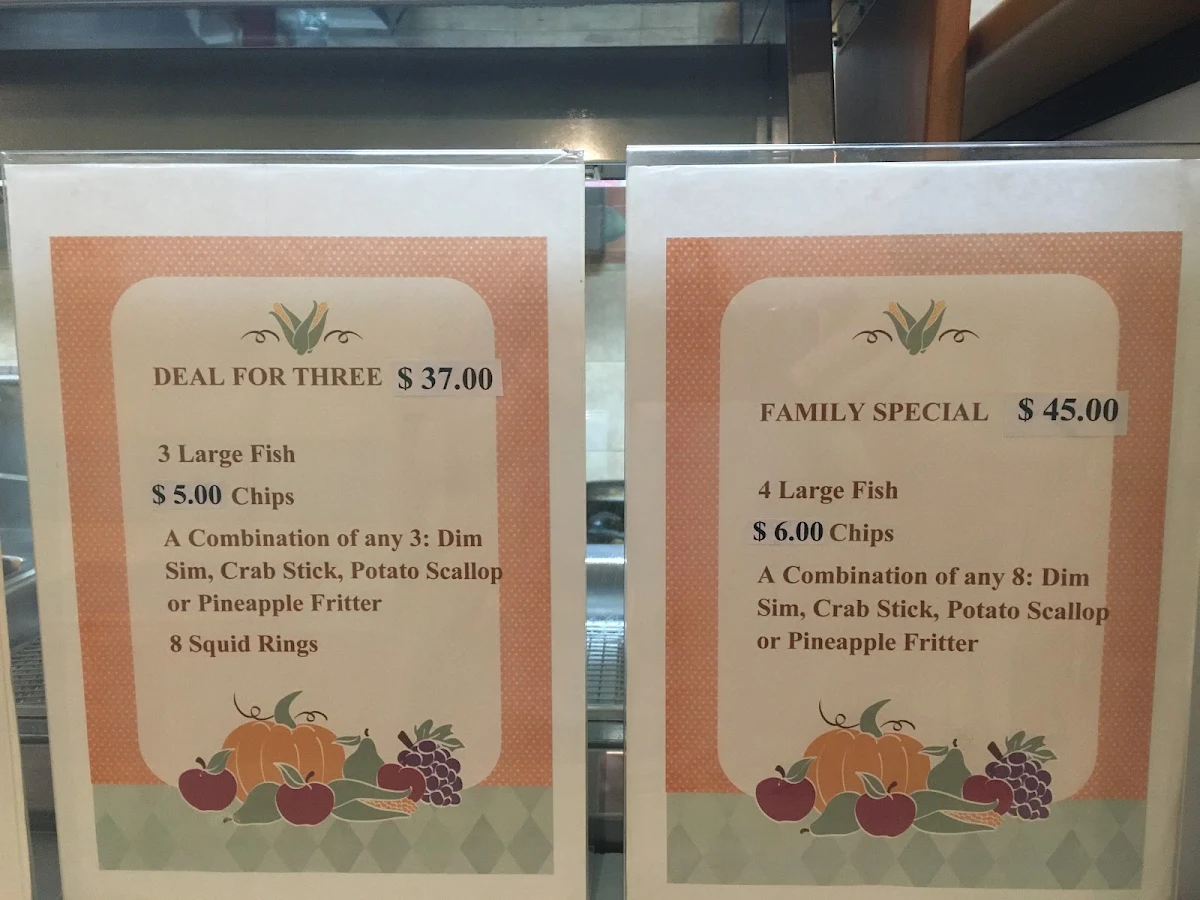 Menu, Golden Snapper Fish & Chip Shop