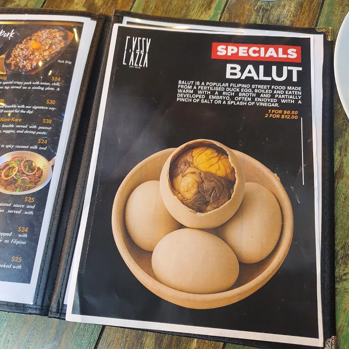 Menu, Lazza Marrickville