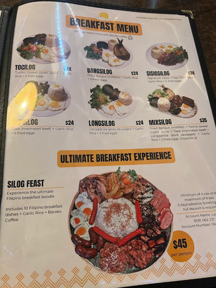 Menu, Lazza Marrickville