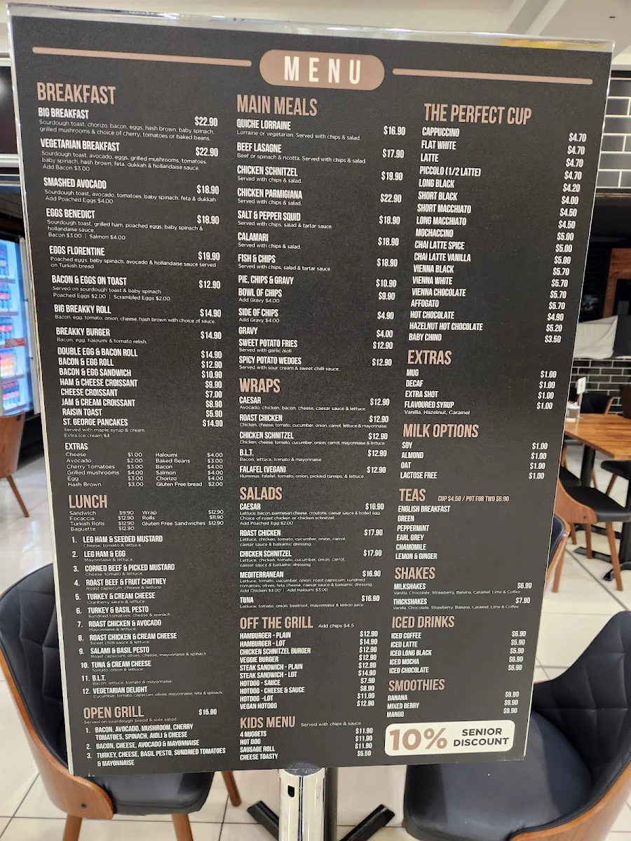 Menu, St Georges Sefton Plaza