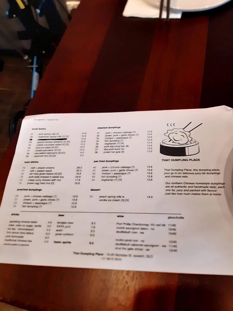 Menu, That Dumpling Place