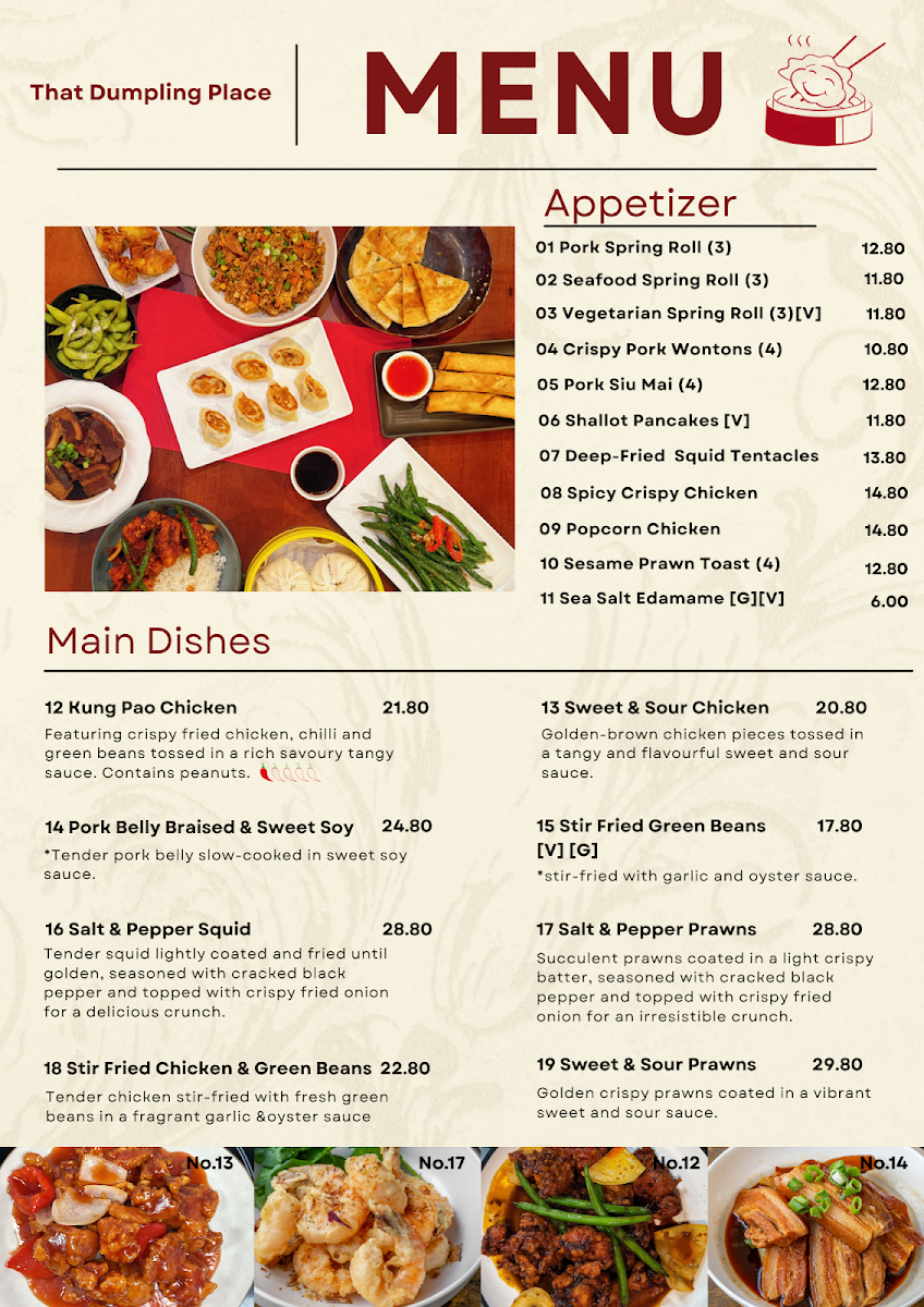 Menu, That Dumpling Place