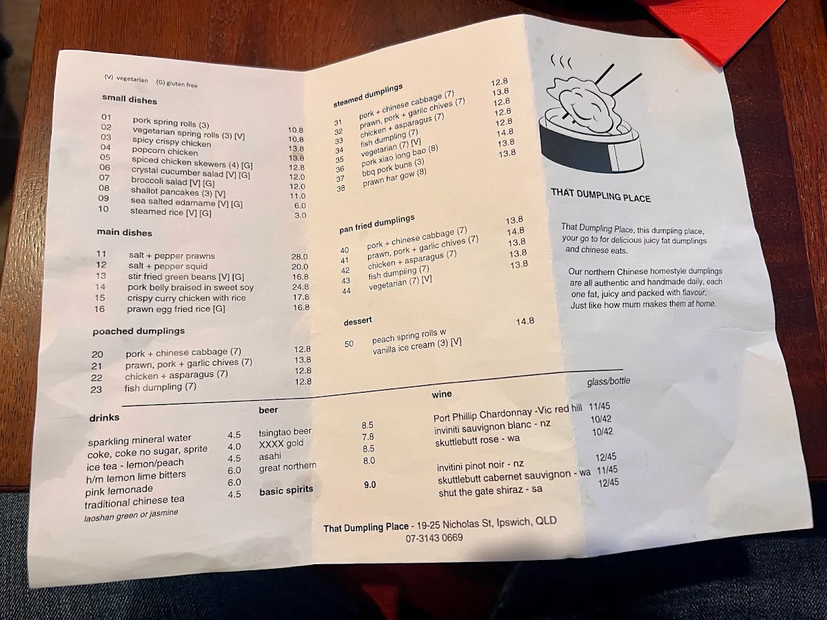 Menu, That Dumpling Place