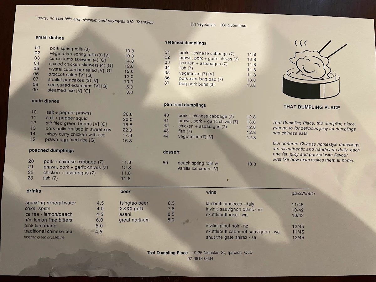 Menu, That Dumpling Place