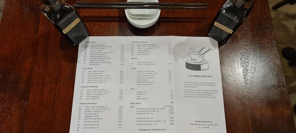 Menu, That Dumpling Place