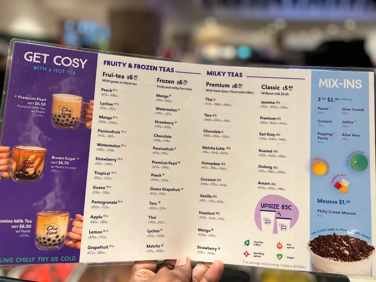 Menu, Chatime Hurstville Westfield