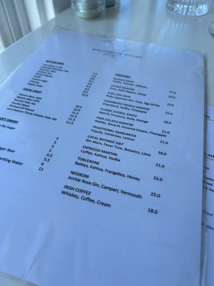 Menu, Whalebone Wharf Seafood Restaurant