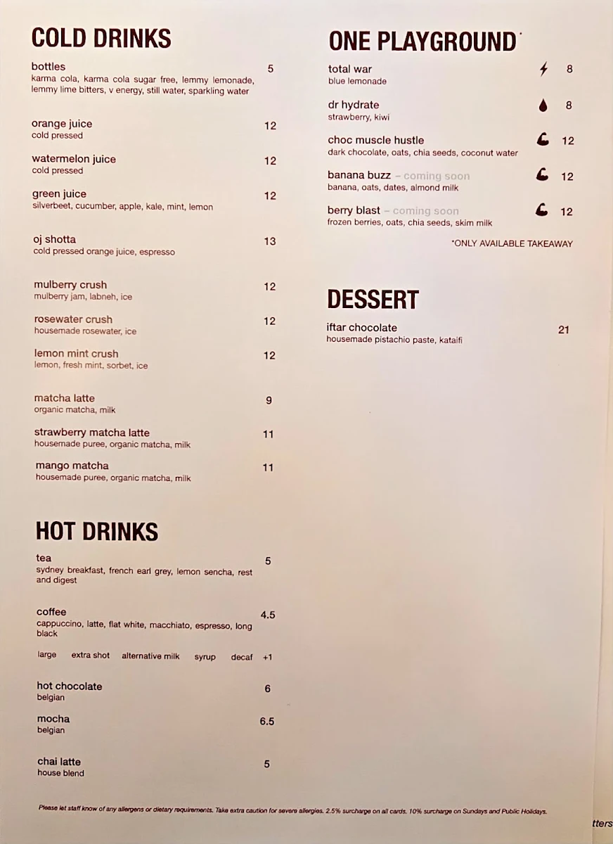 Menu, Iftar