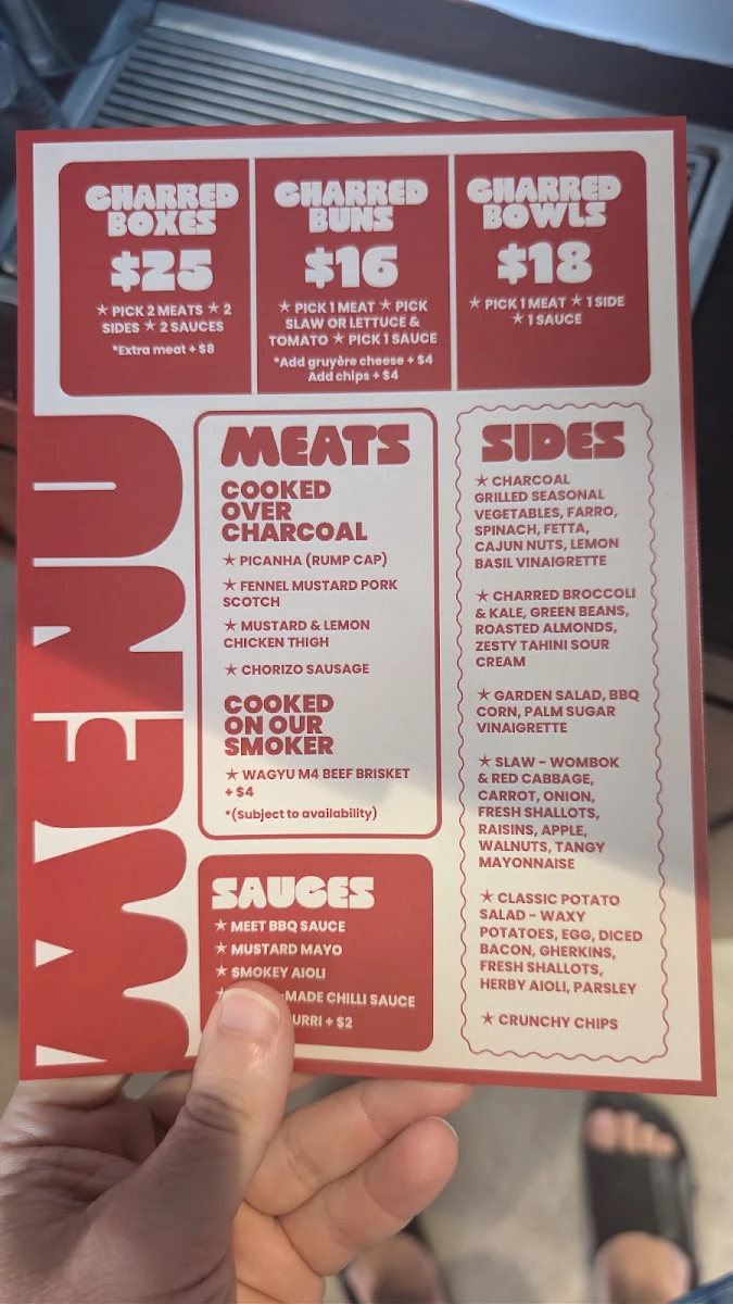 Menu, Charred Takeaway