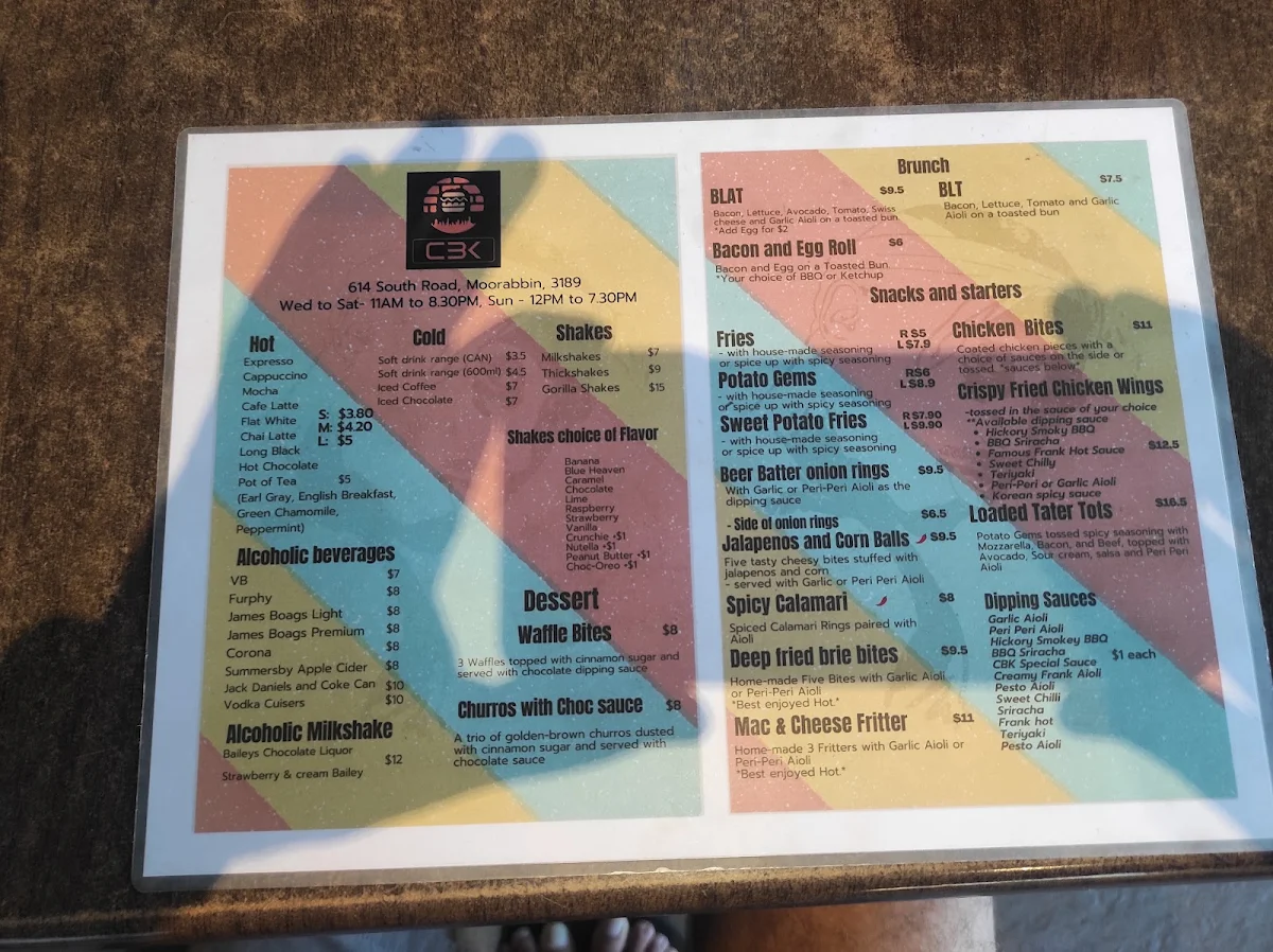 Menu, Cool Bean Kitchen - Burger Bar