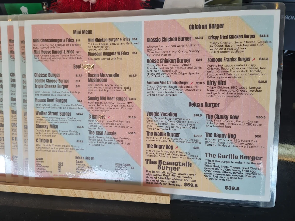 Menu, Cool Bean Kitchen - Burger Bar