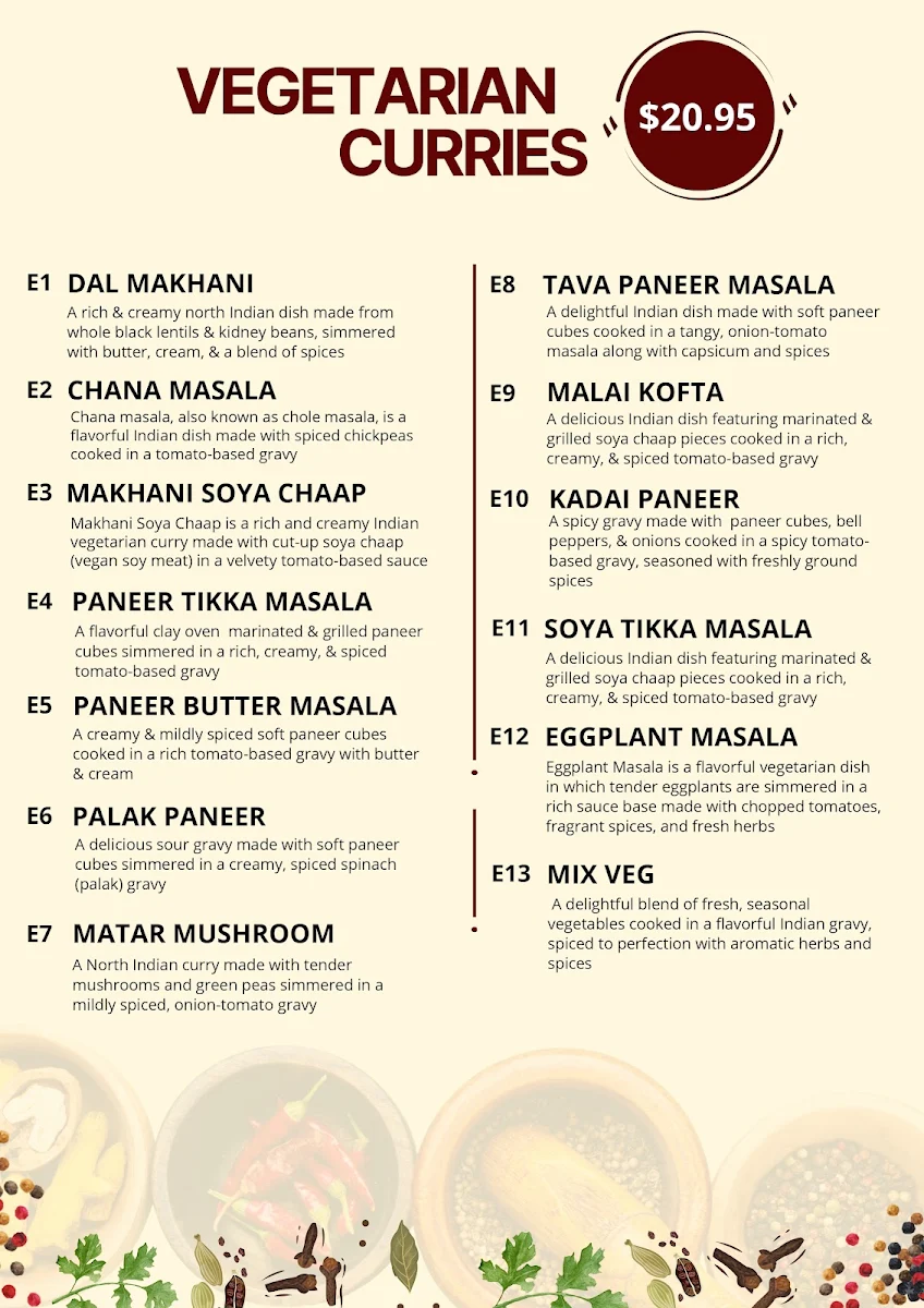 Menu, Dosa Hut - Indian Multi Cuisine Restaurant Caroline Springs