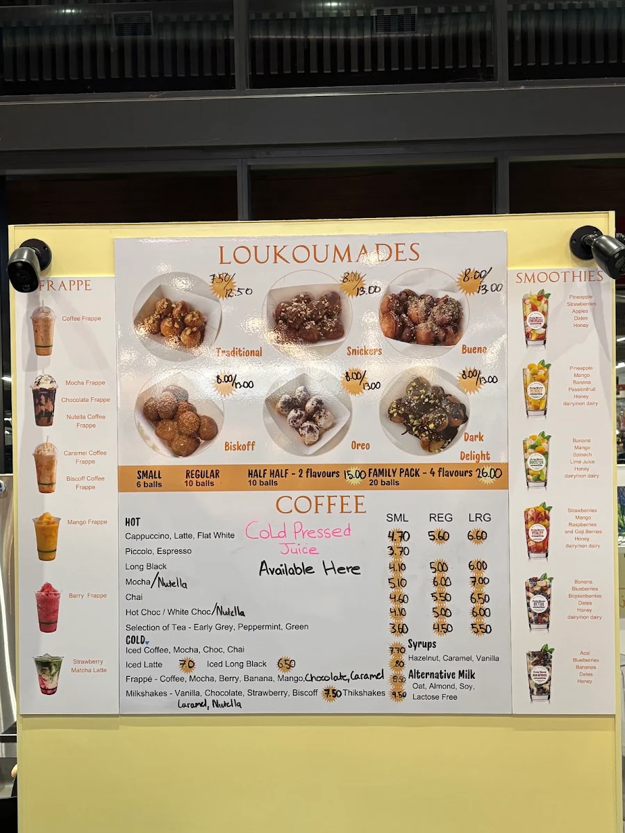 Menu, Kvitka Loukoumades - Greek Donuts and Coffee