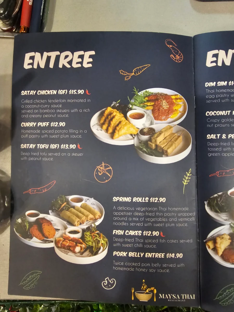 Menu, Maysa Thai