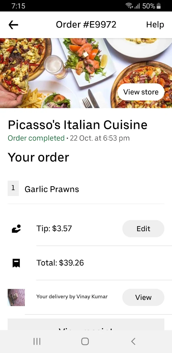 Menu, Picasso's