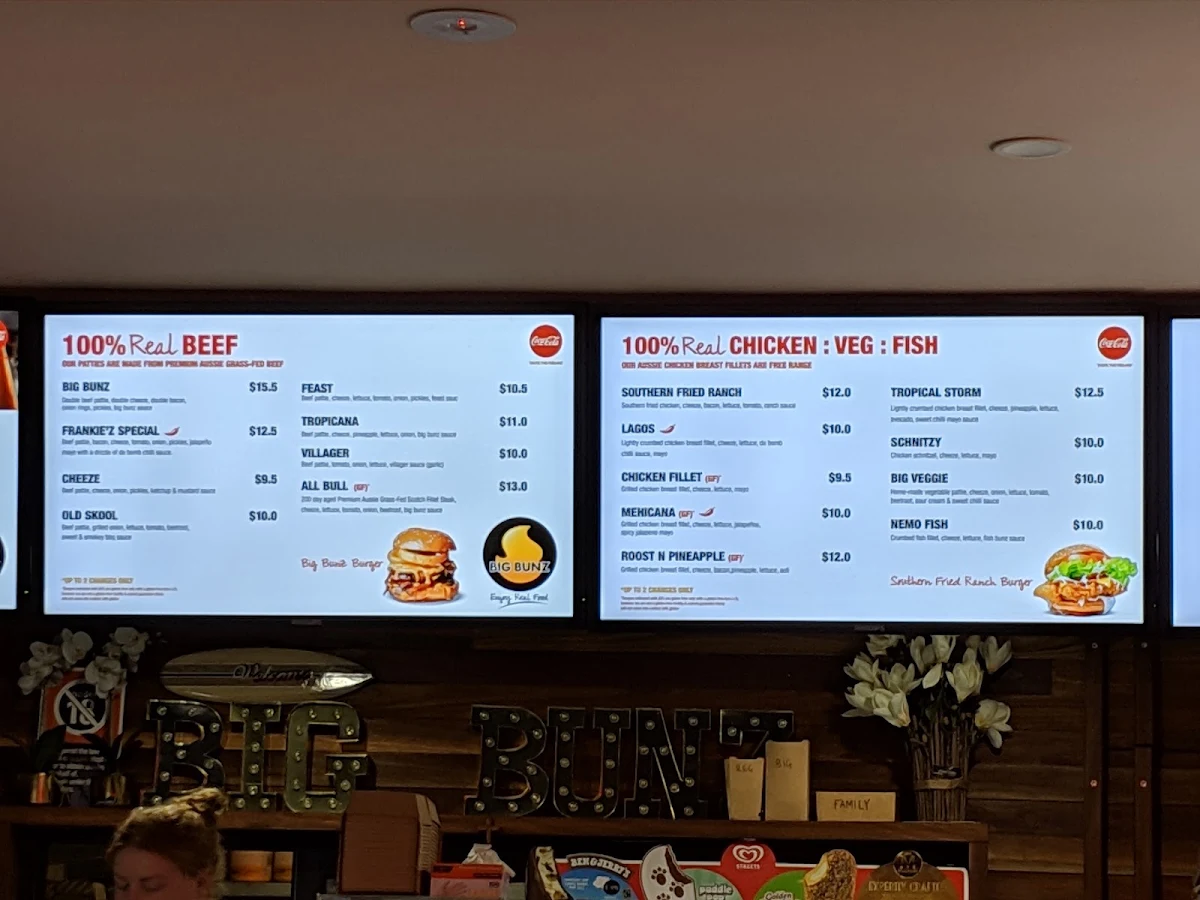 Menu, BIG BUNZ