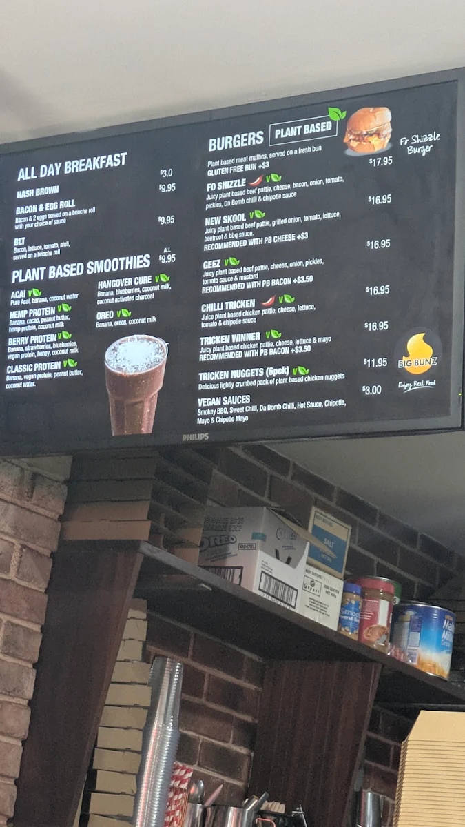 Menu, BIG BUNZ