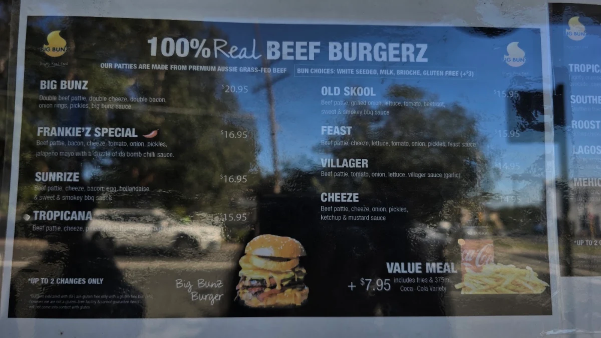 Menu, BIG BUNZ
