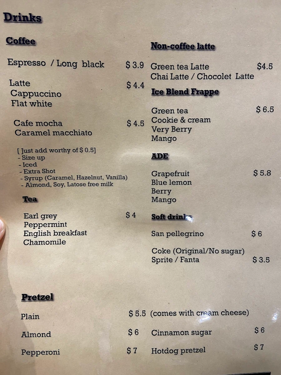 Menu, Cafe 053