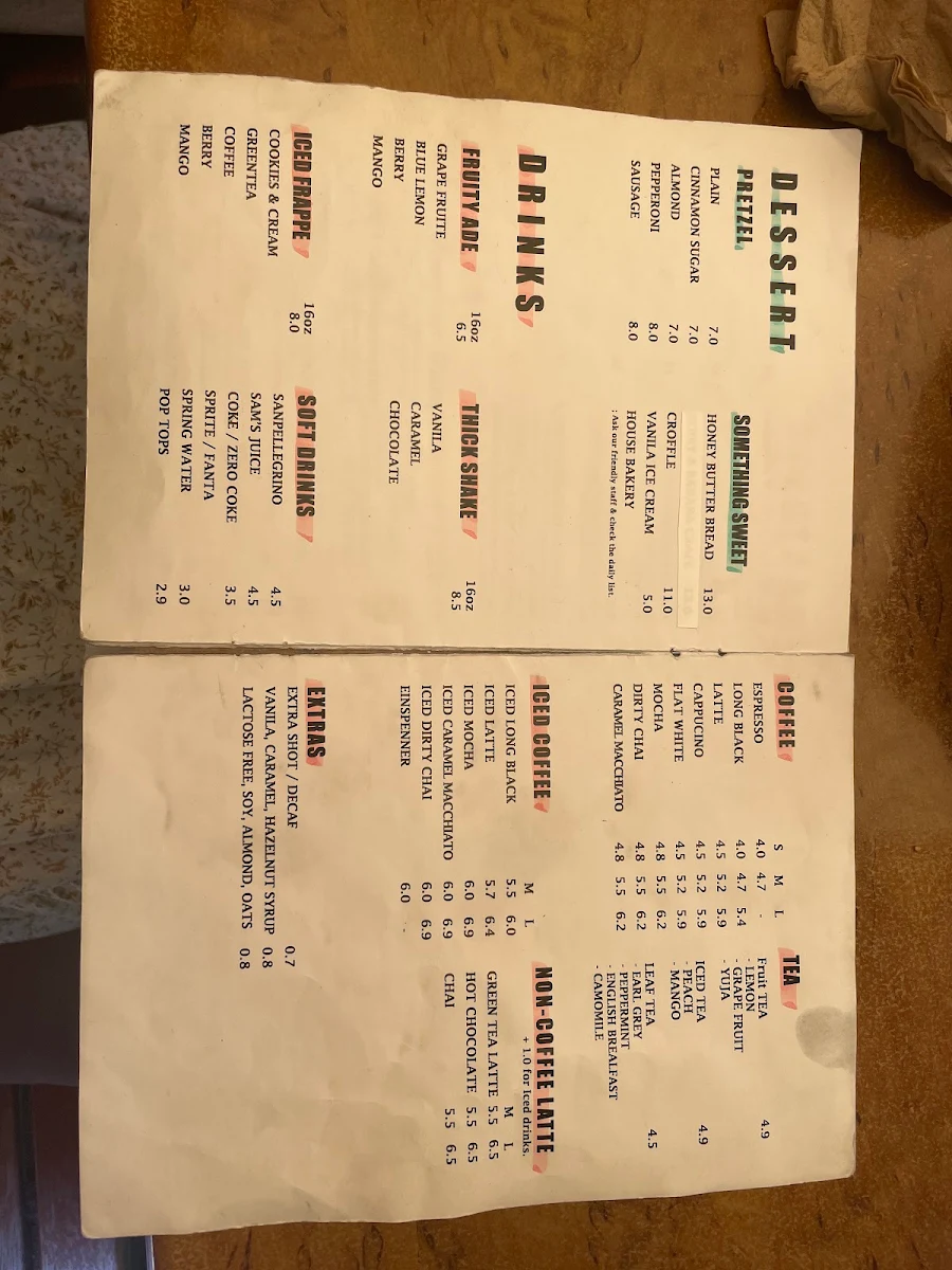 Menu, Cafe 053