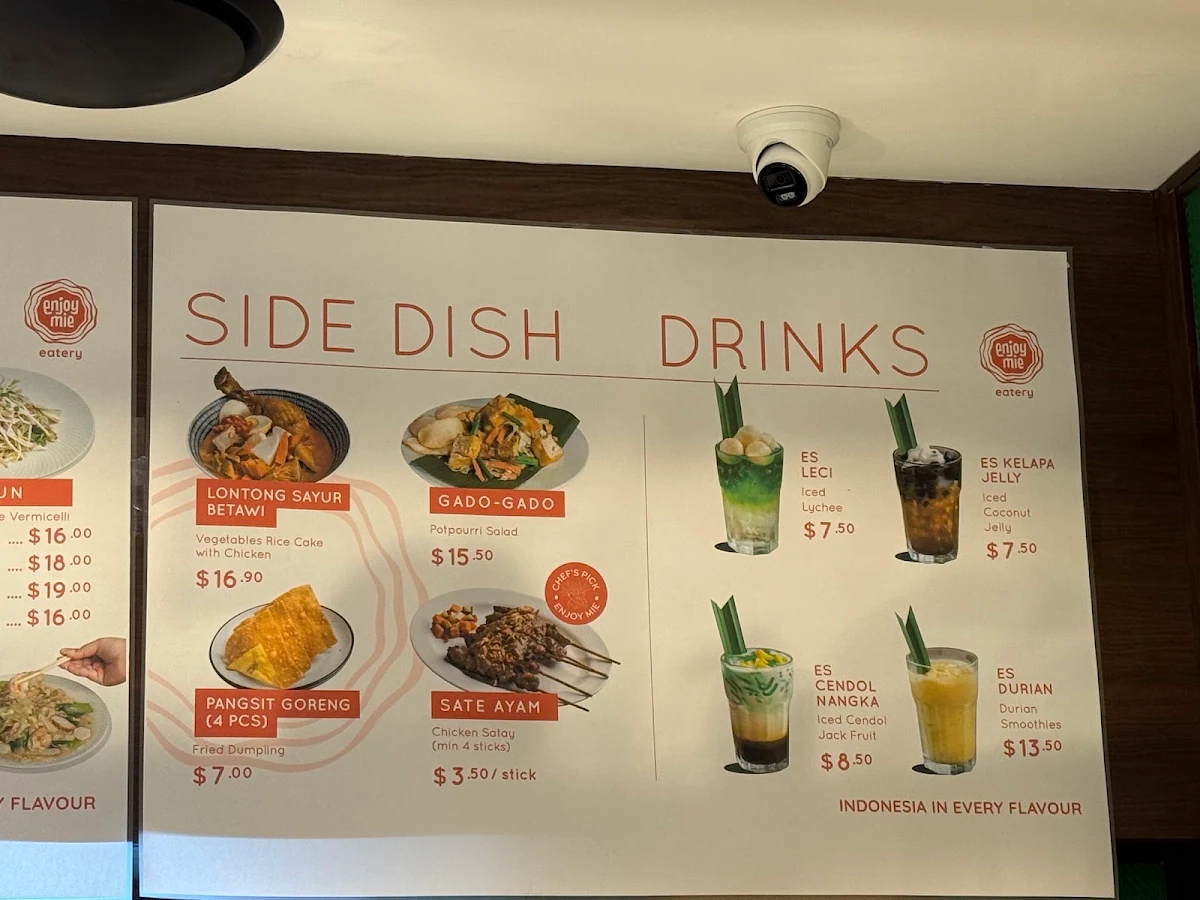 Menu, Enjoy Mie Eatery Westfield Sydney