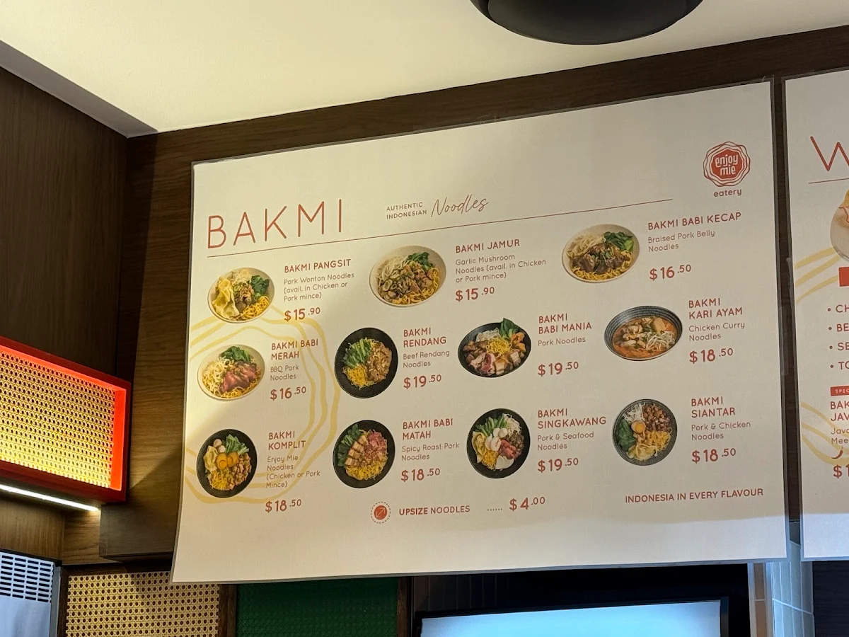 Menu, Enjoy Mie Eatery Westfield Sydney
