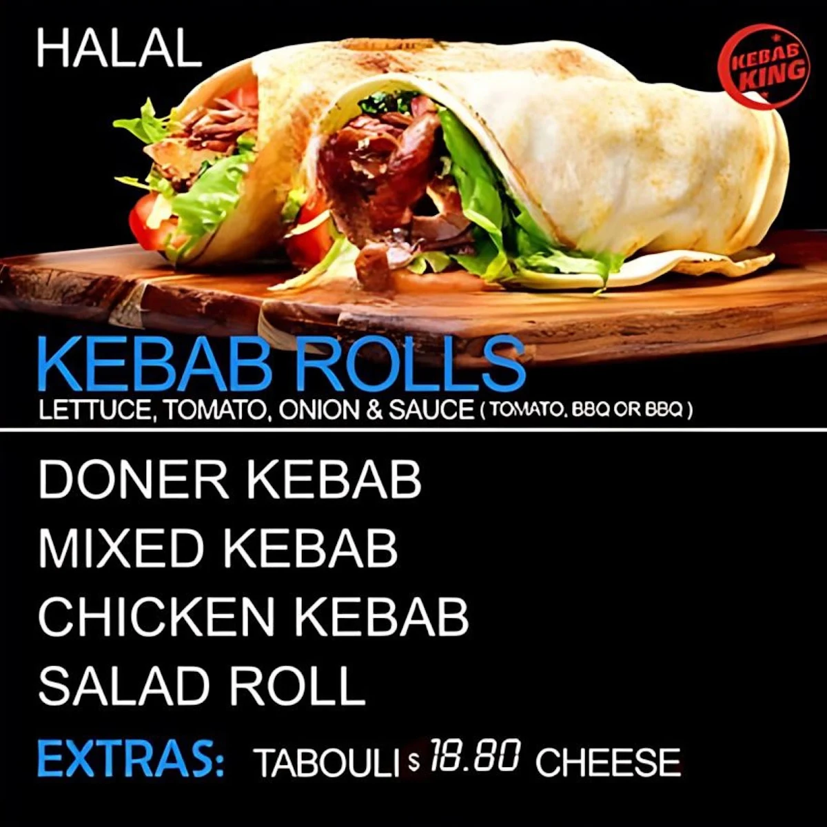 Menu, Kebab King Mount Pritchard