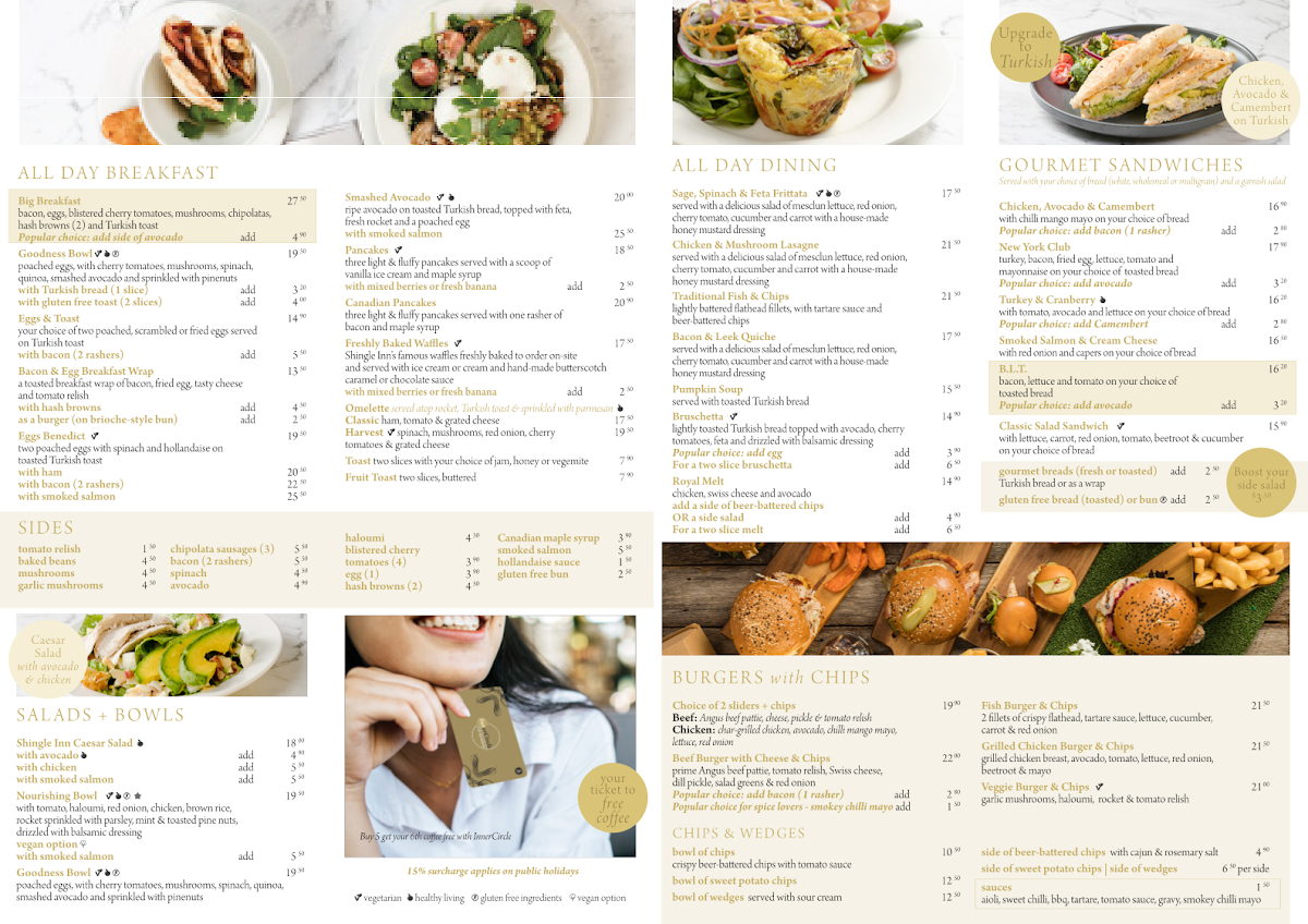 Menu, Shingle Inn Knox